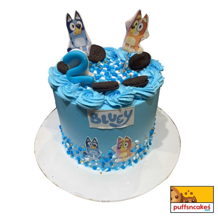 (755) Bluey Theme Tall Cake